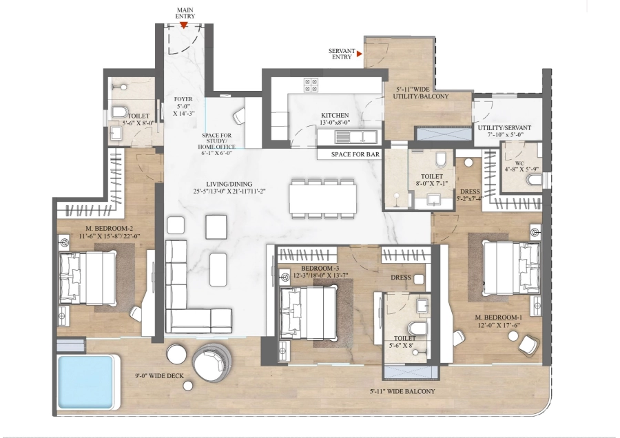 4BHK (Small) Floor Plan